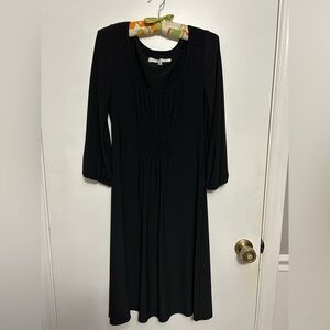 Black smocked bodice dress